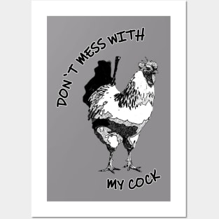 rooster cock draw Posters and Art